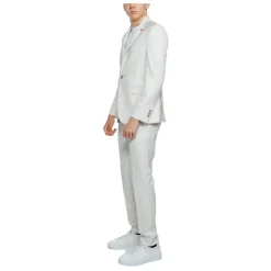 Beige, ensfarget dress med jakkeslag