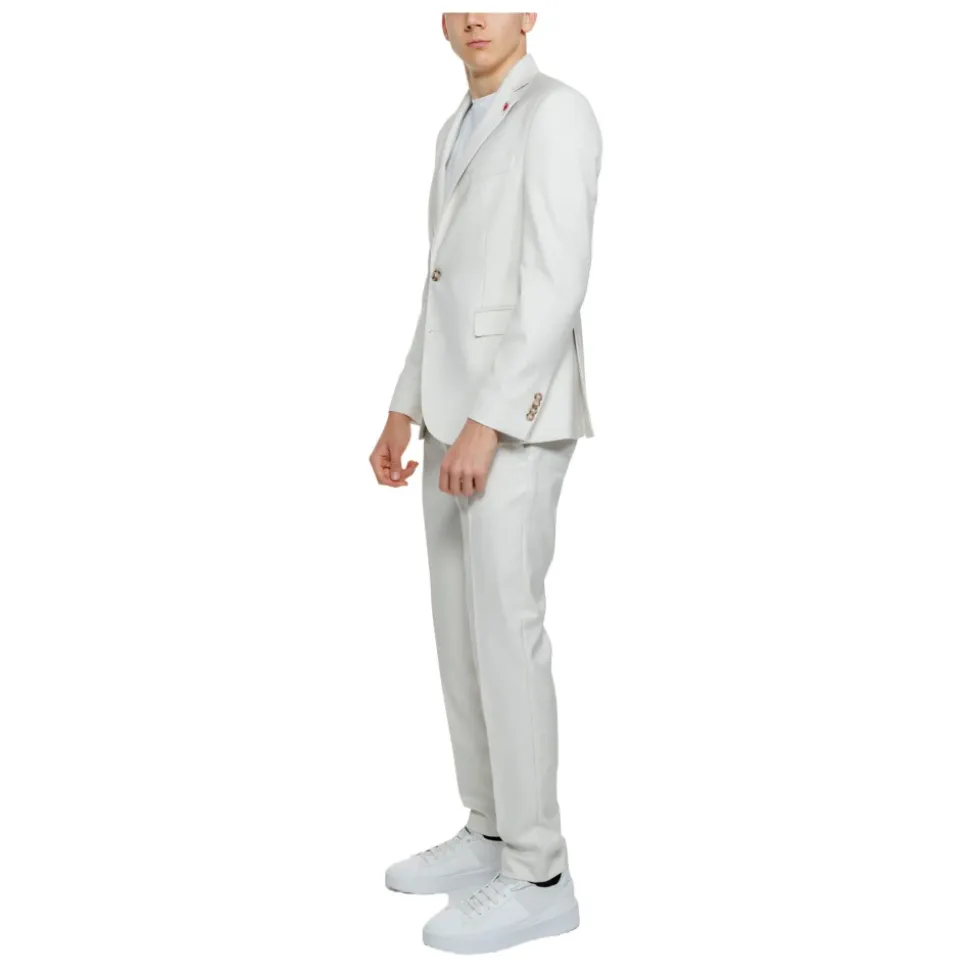 Beige, ensfarget dress med jakkeslag