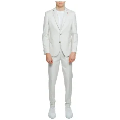 Beige, ensfarget dress med jakkeslag