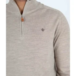 Beige Morris Stockholm Merino John Zip Genser Half-Zip