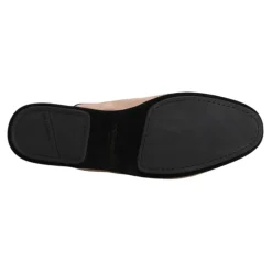 Beige Semsket Skinn Slides Flate Sko