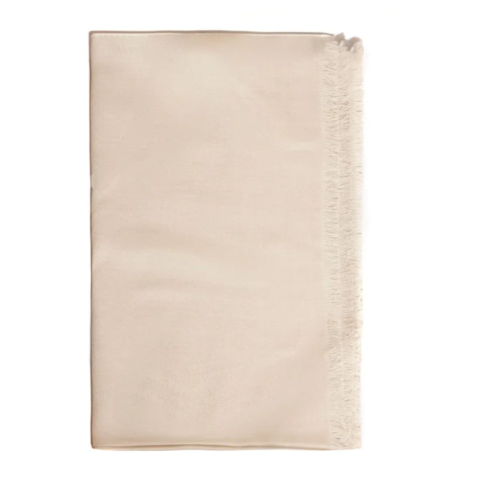 Beige Ull Kashmir Silke Skjerf