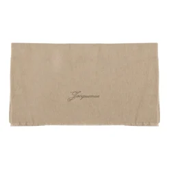Beige Ull Kashmir Skjerf med Frynse