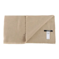 Beige Ull Kashmir Skjerf med Frynse