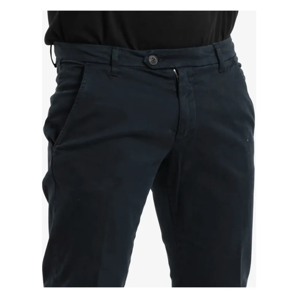 Blå Bomullsbukser Slim Fit