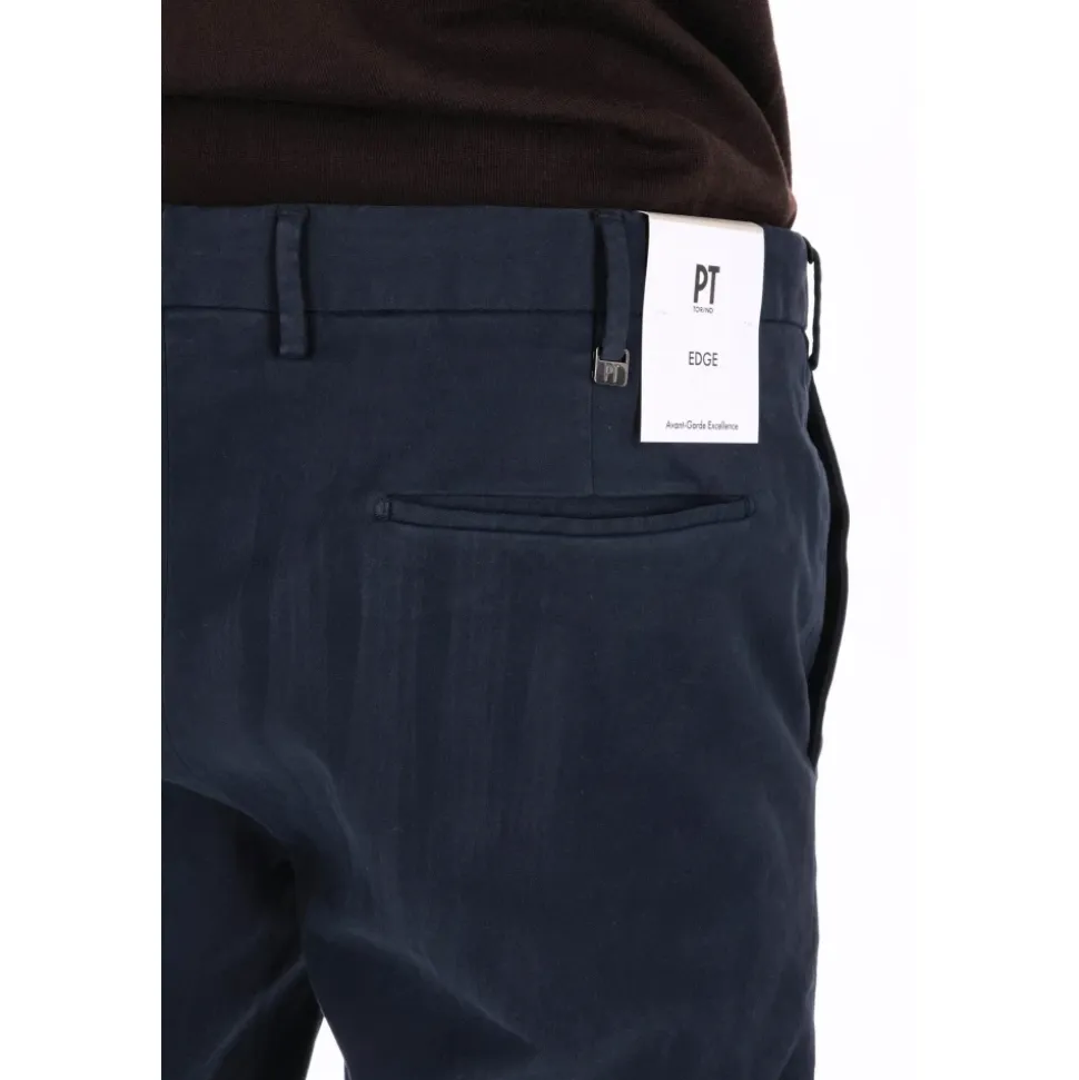 Blå Bomullsbukser Slim Fit