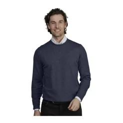 Blå Crewneck Strik med Albue Patches