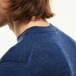 Blå Genser, Crew Neck, Melange
