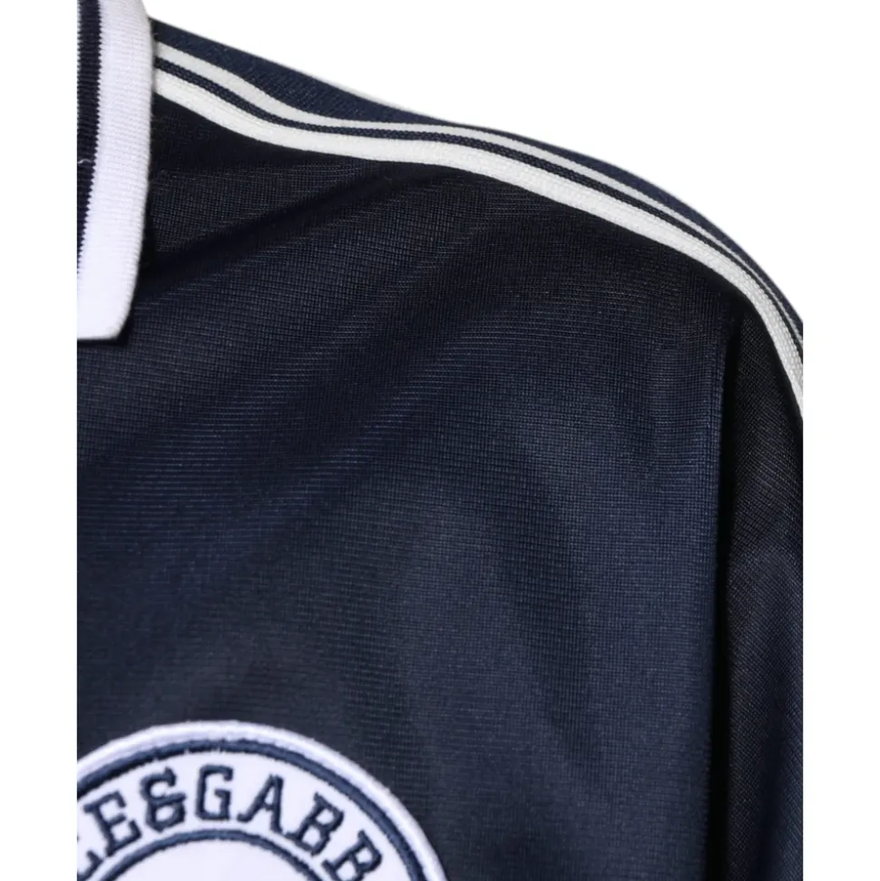 Blå Hvit Milano Langarmet Jersey T-skjorte