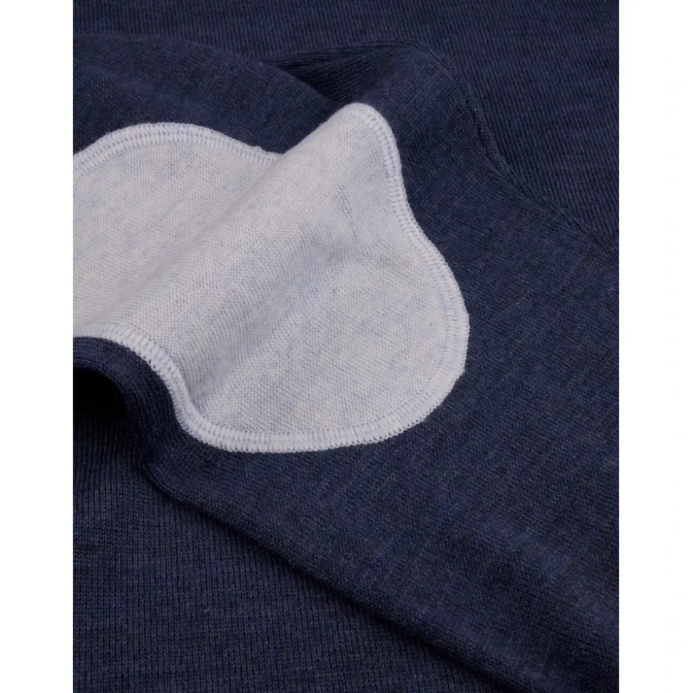 Blå Merino Ull Crew Neck Genser