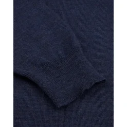 Blå Merino Ull Crew Neck Genser