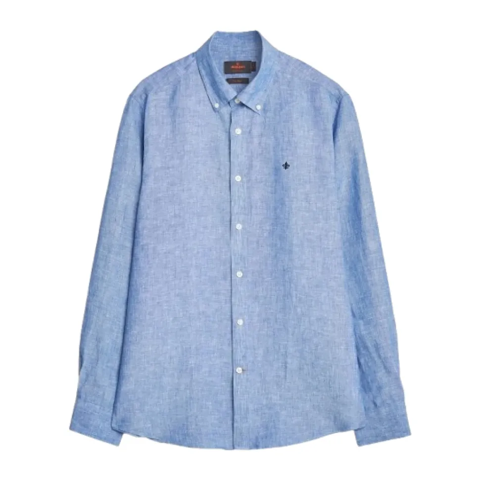 Blå Morris Douglas Linen Shirt-Classic Fit Skjorte