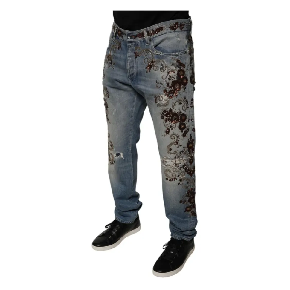 Blomsterbroderi Skinny Jeans