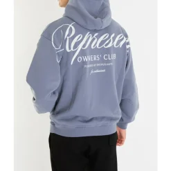 Blå Script Hoodie for Menn