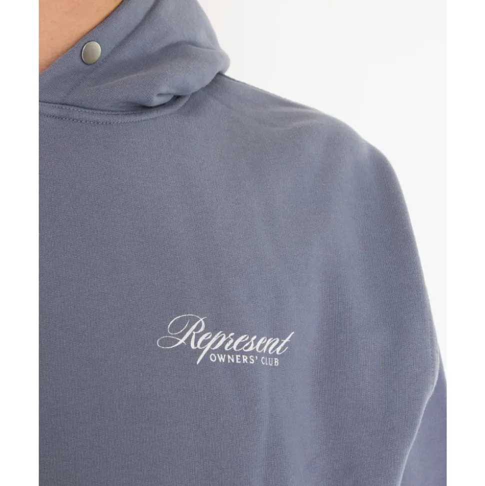 Blå Script Hoodie for Menn