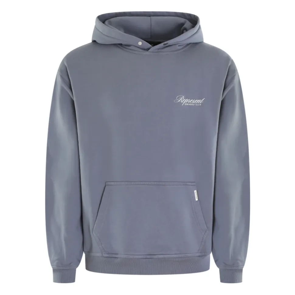 Blå Script Hoodie for Menn