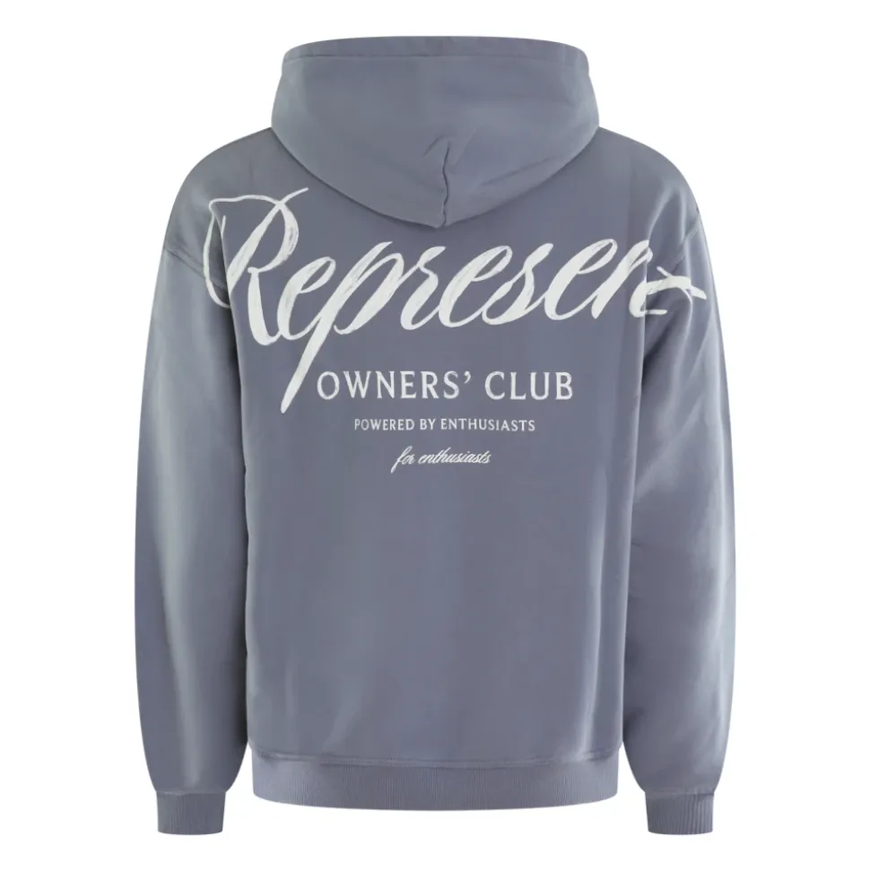 Blå Script Hoodie for Menn