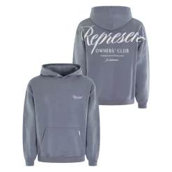 Blå Script Hoodie for Menn