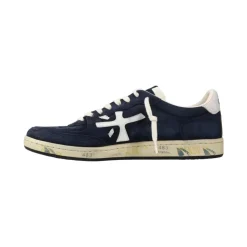 Blå semsket sneaker med hvite detaljer