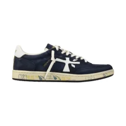 Blå semsket sneaker med hvite detaljer