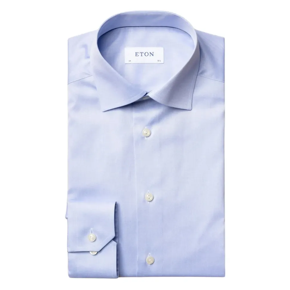 Blå Signature Twill Slim Fit Skjorte