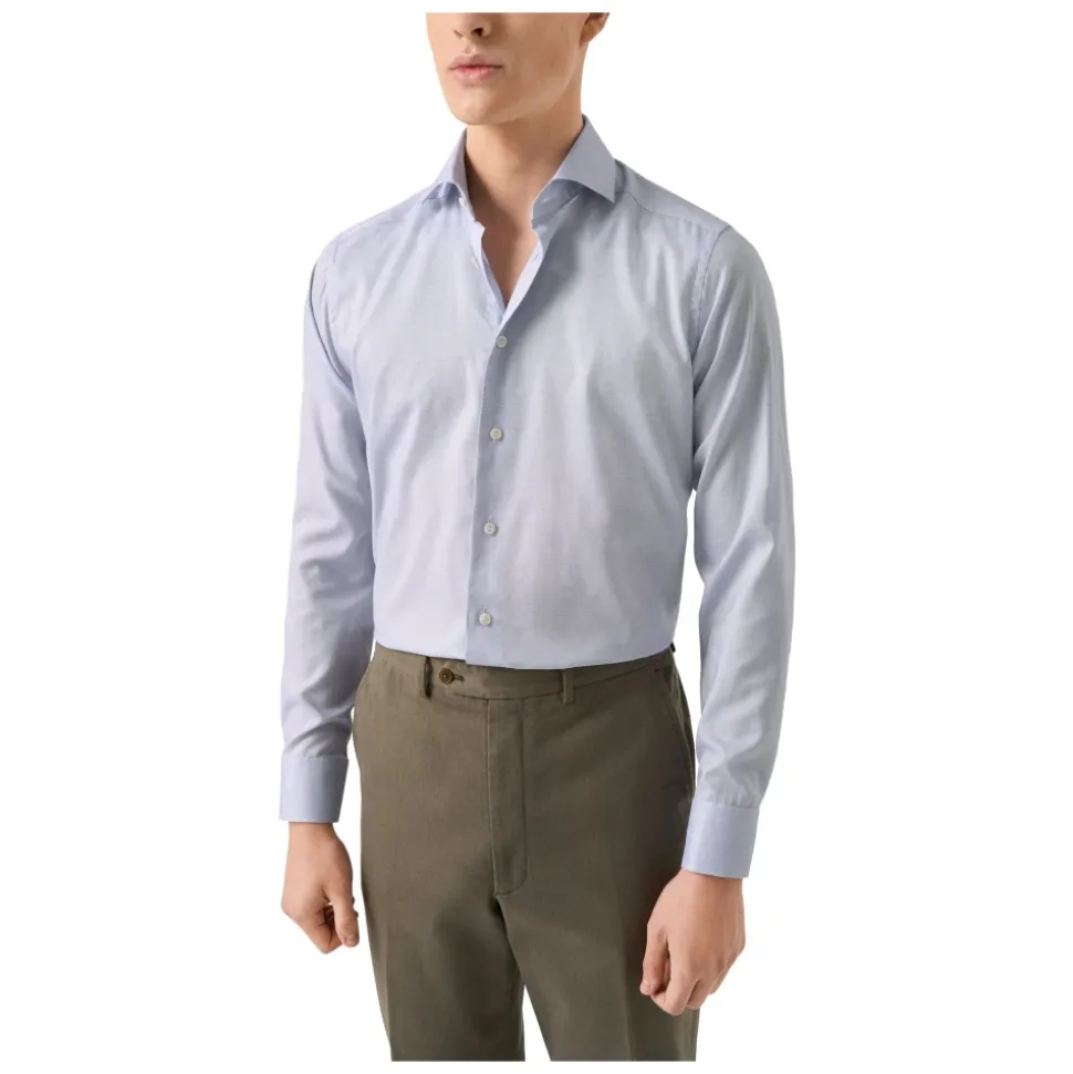 Blå Solid Strykefri Oxford Slim Skjorte