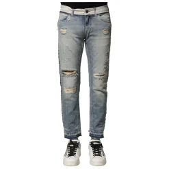 Blå Vasket Straight Denim Jeans