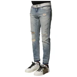 Blå Vasket Straight Denim Jeans