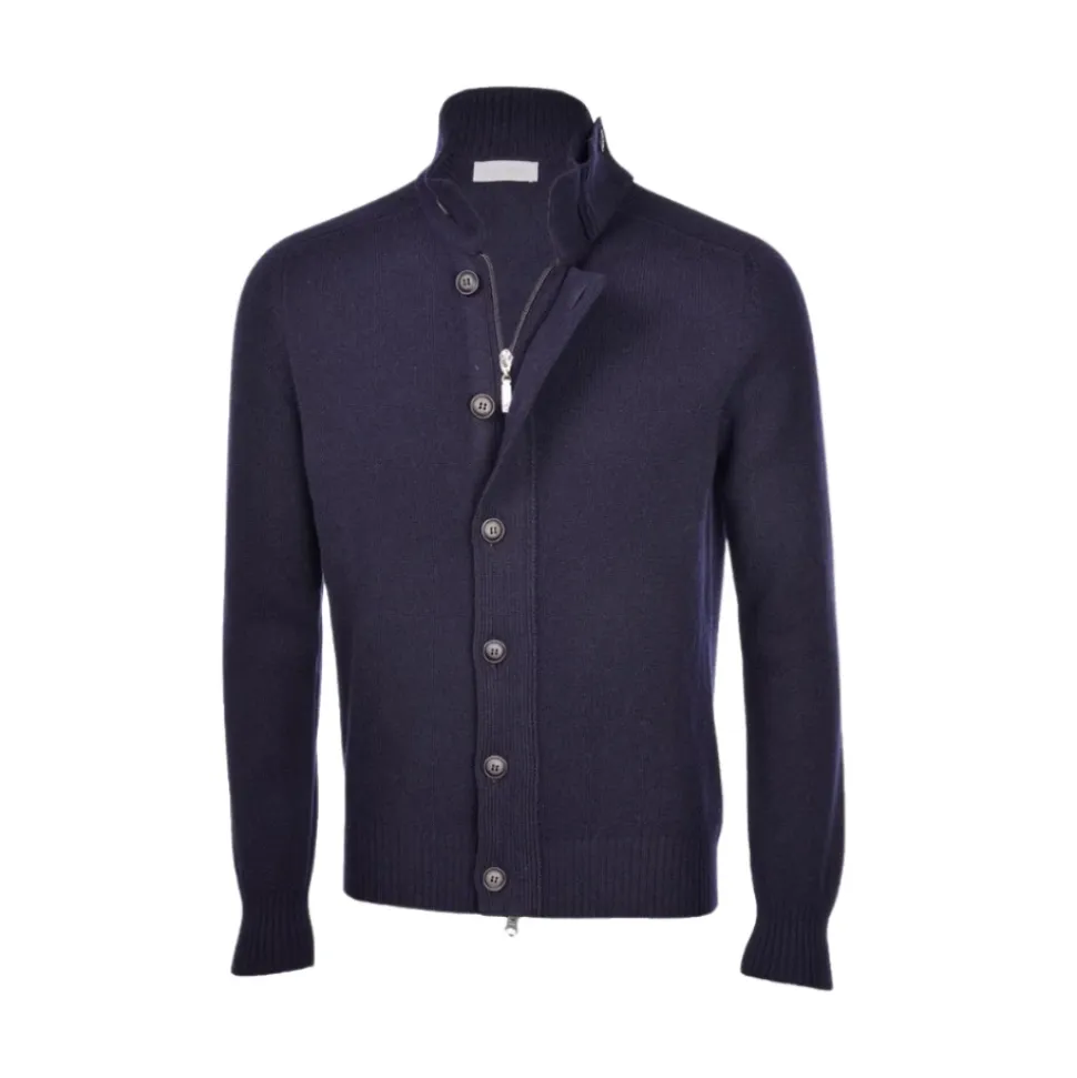 Blå Zip Cardigan Sweater