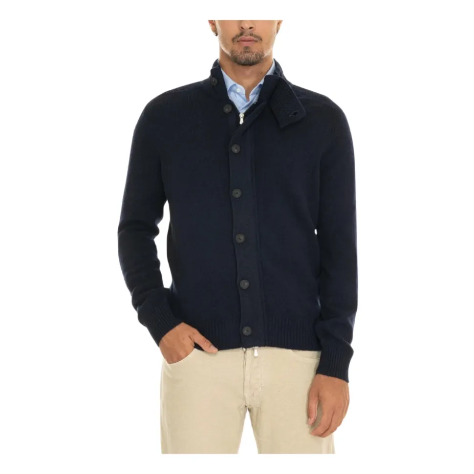 Blå Zip Cardigan Sweater