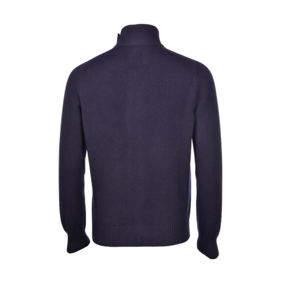 Blå Zip Cardigan Sweater