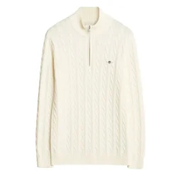 Bomullskabel Half Zip Genser