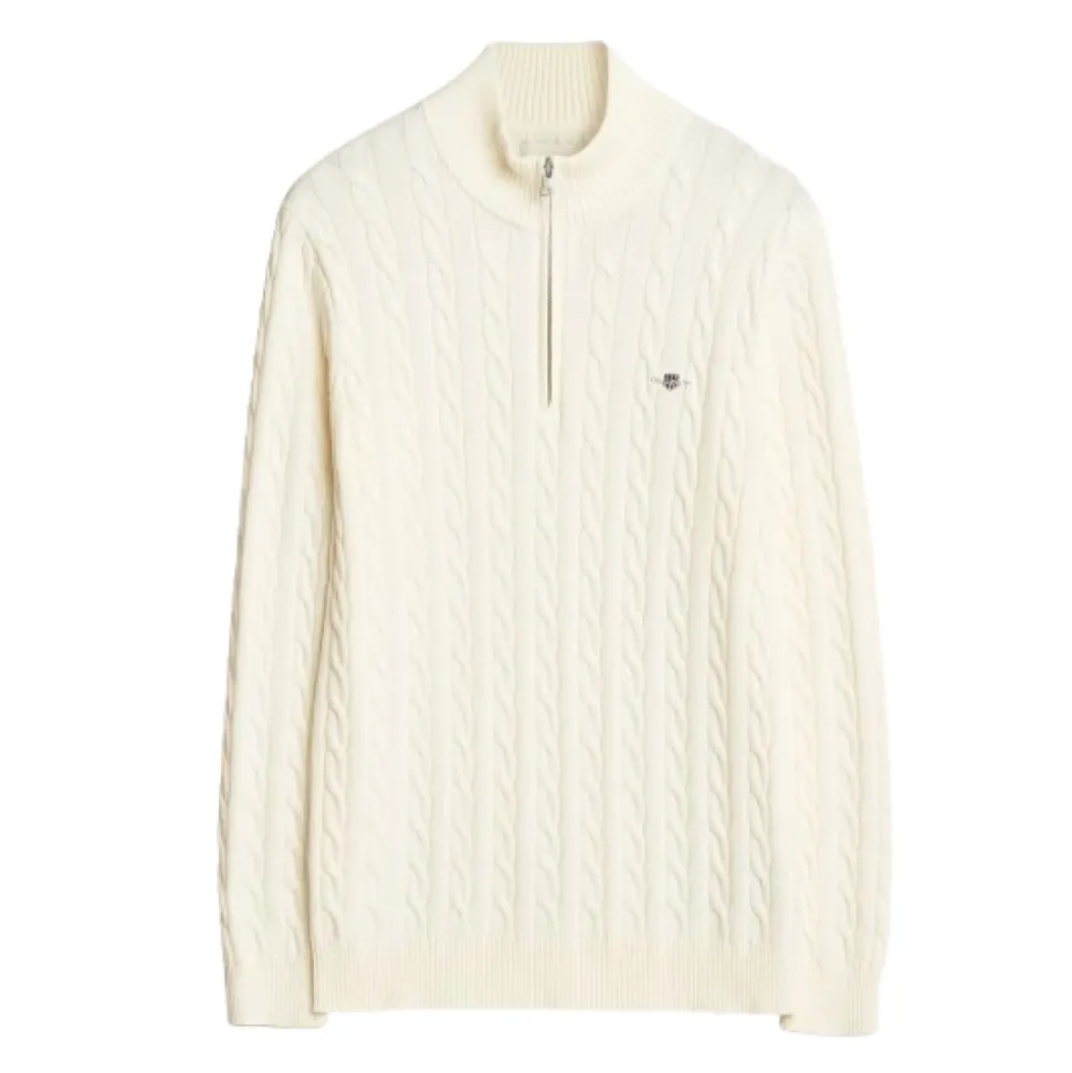 Bomullskabel Half Zip Genser