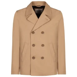 Bomulls Peacoat Jakke med Reverskrage og To Sidelommer