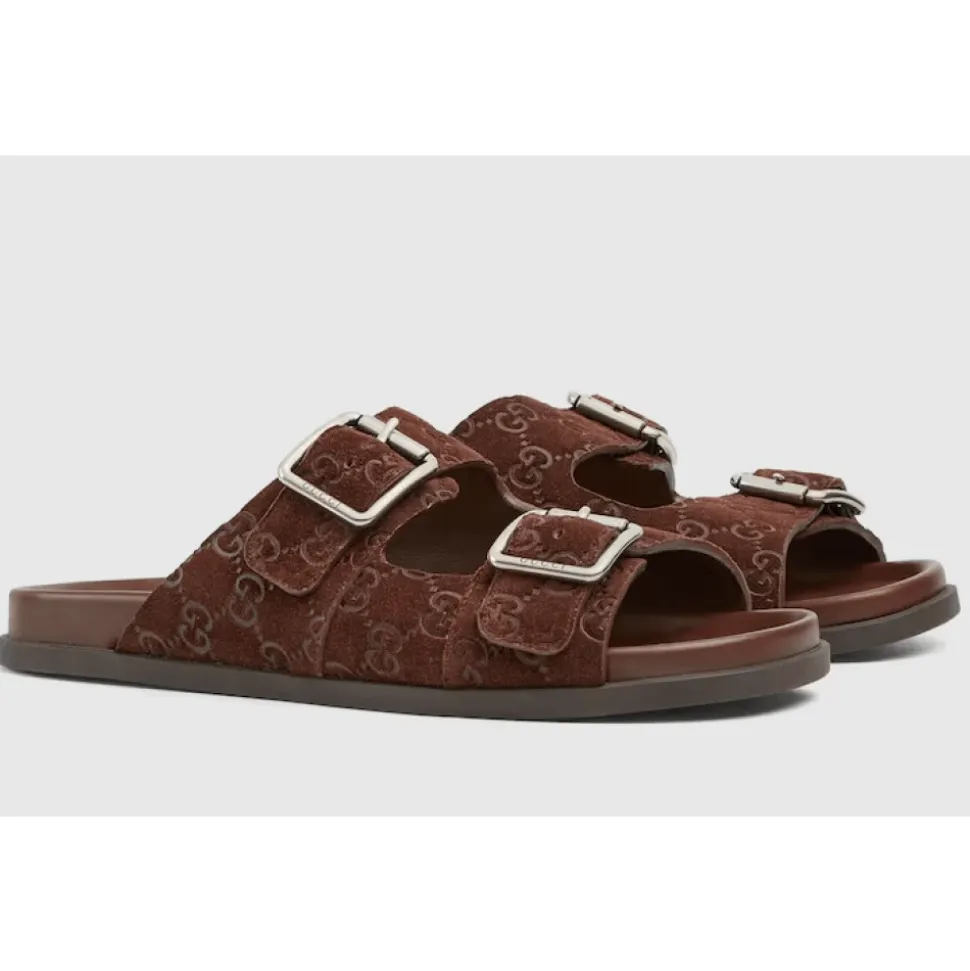Brun Skinn Flate Såler Slides