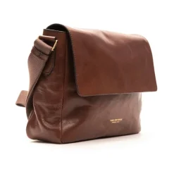 Brun skinn messenger veske for menn