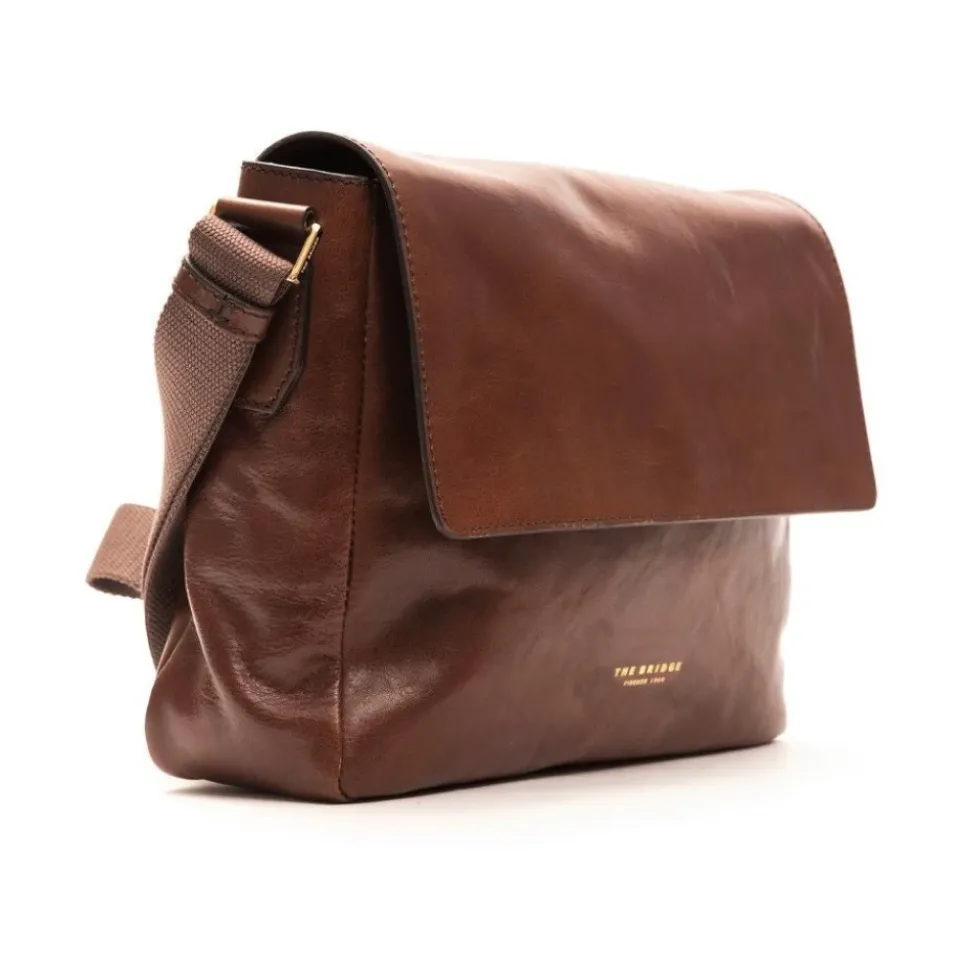 Brun skinn messenger veske for menn