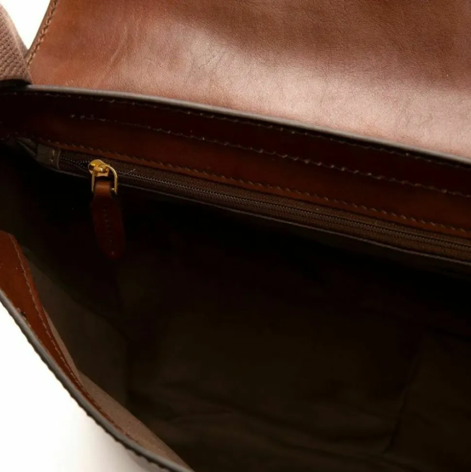 Brun skinn messenger veske for menn