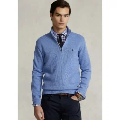 Cotton Quarter-Zip Mockneck Jumper