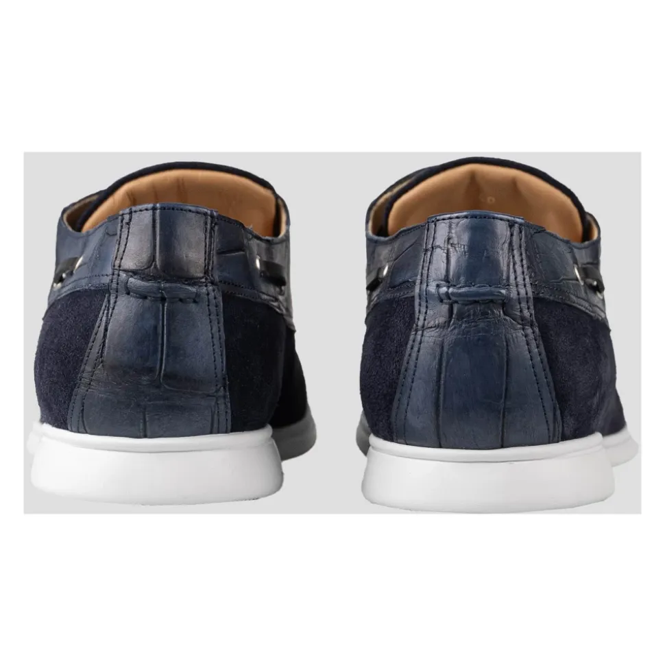 Crocodile Leather Suede Loafers