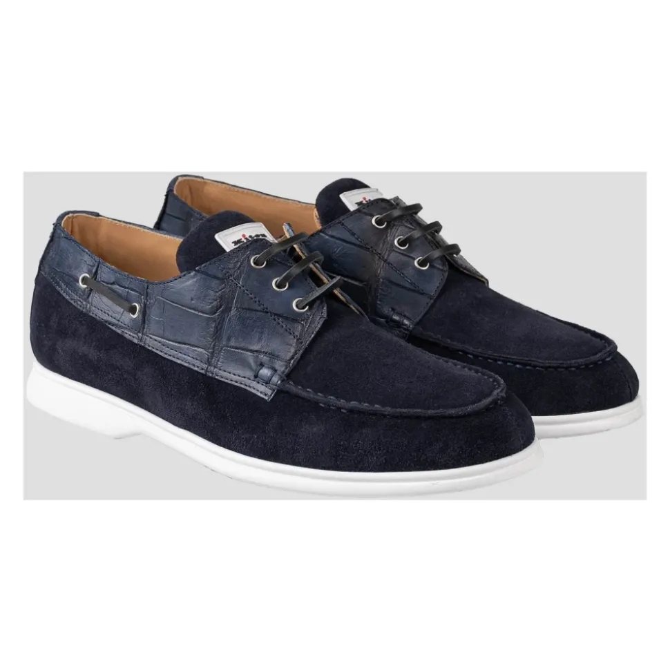 Crocodile Leather Suede Loafers