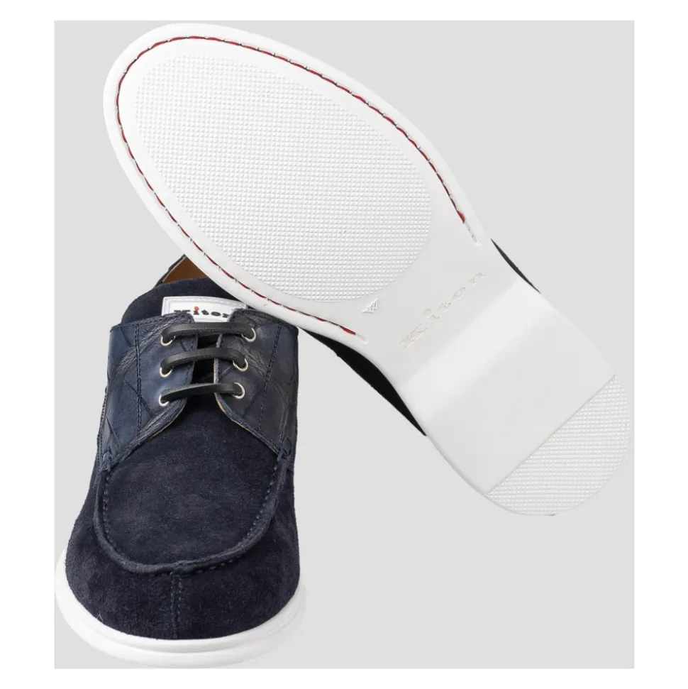 Crocodile Leather Suede Loafers