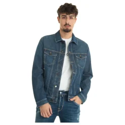 Denim Harrington Jakke med knappelukking