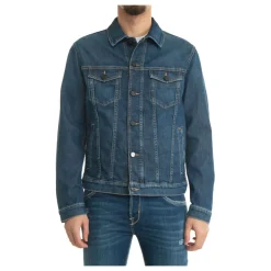 Denim Harrington Jakke med knappelukking