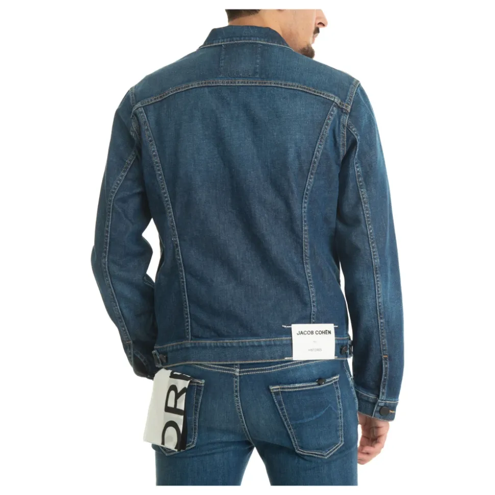 Denim Harrington Jakke med knappelukking