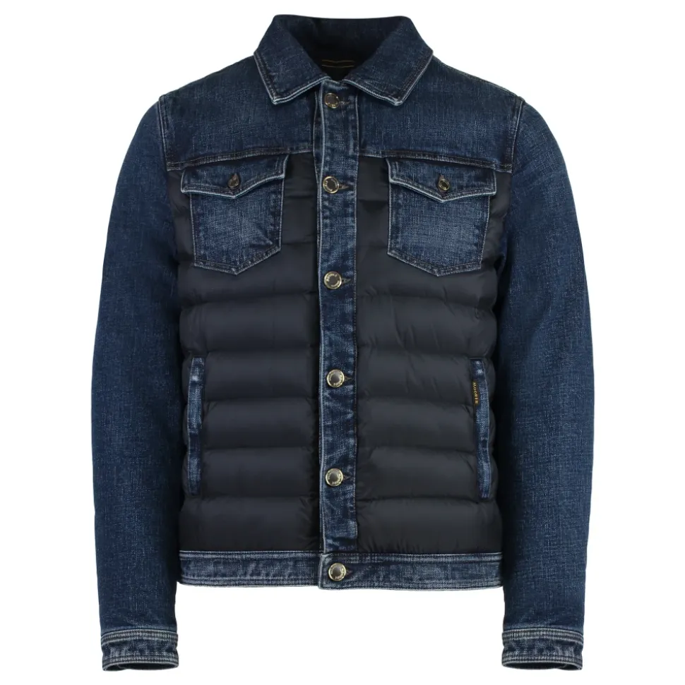 Denimjakke med polstrede nyloninnlegg