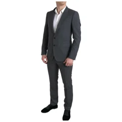 Elegant Grå Rutete Slim Fit Dress