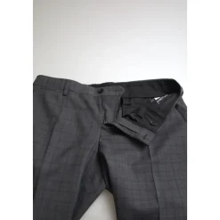 Elegant Grå Rutete Slim Fit Dress