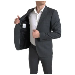 Elegant Grå Rutete Slim Fit Dress