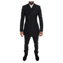 Elegant Grått Ull Dobbeltspent Dress